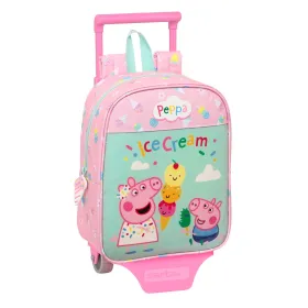 Mokyklinė kuprinė su ratukais Peppa Pig Ice cream Žalia Rožinė 22 x 27 x 10 cm